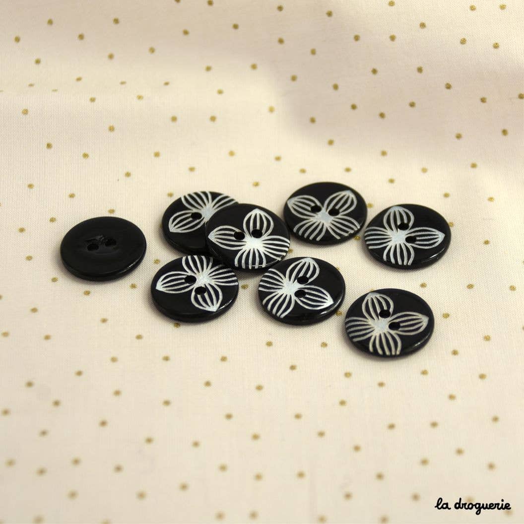 Mother of Pearl Black 18 mm Button | Tangled Yarn UK